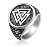 Anel valknut masculino em aço 7 (54,4 mm) / prata
