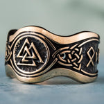 Anel valknut rúnico em bronze 5 (49,32 mm)