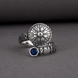 Anel vegvisir prata com pedra azul 5 (49,32 mm)