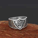 Anel viking valknut aço