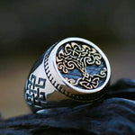 Anel viking yggdrasil dourado / 7 (54,4 mm)