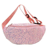 Bolsa de cintura com lantejoulas rosa
