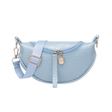 Bolsa de cintura de couro de crocodilo azul