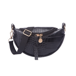 Bolsa de cintura de couro de crocodilo preto