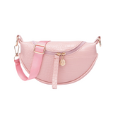 Bolsa de cintura de couro de crocodilo rosa