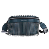 Bolsa de cintura de couro mulher azul escuro