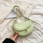 Bolsa de cintura de couro para mulher verde-maçã