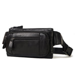 Bolsa de cintura de couro vintage masculina preto