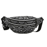 Bolsa de cintura em couro de cobra cinzento