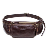 Bolsa de cintura em couro masculina castanho escuro