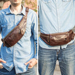 Bolsa de cintura em couro masculina