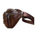 Bolsa de cintura em couro para homem castanho escuro