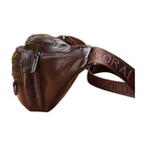 Bolsa de cintura em couro para homem castanho escuro