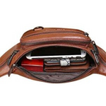 Bolsa de cintura em couro para homem castanho escuro