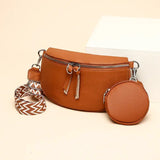 Bolsa de cintura em couro para mulher
