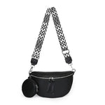 Bolsa de cintura em couro para mulher preto