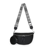 Bolsa de cintura em couro para mulher preto
