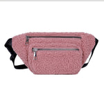 Bolsa de cintura em lã rosa
