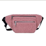 Bolsa de cintura em lã rosa