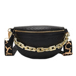 Bolsa de cintura feminina com corrente preto
