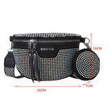Bolsa de cintura feminina design artístico cinzento