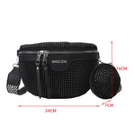 Bolsa de cintura feminina design artístico preto