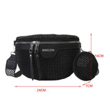 Bolsa de cintura feminina design artístico preto