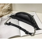 Bolsa de cintura feminina em couro preta valor por defeito título