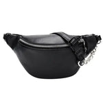 Bolsa de cintura feminina em couro preta valor por defeito título