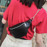 Bolsa de cintura feminina em couro preta valor por defeito título