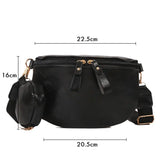 Bolsa de cintura feminina em couro preto
