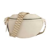 Bolsa de cintura feminina estilo retro bege