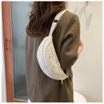 Bolsa de cintura floral bege