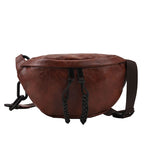 Bolsa de cintura grande couro vegetal castanho escuro