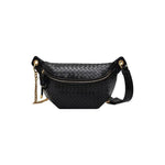 Bolsa de cintura pequena em couro preta preto