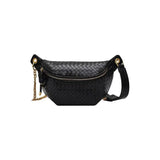 Bolsa de cintura pequena em couro preta preto