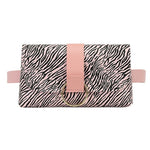 Bolsa de cintura pequena para mulher zebra (branco e cor-de-rosa)