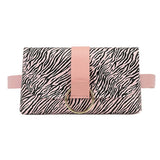 Bolsa de cintura pequena para mulher zebra (branco e cor-de-rosa)