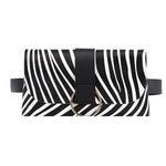 Bolsa de cintura pequena para mulher zebra (branco e preto)