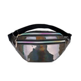 Bolsa de cintura refletora em couro castanho