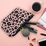 Bolsa de maquilhagem com padrão leopardo rosa