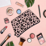 Bolsa de maquilhagem com padrão leopardo rosa