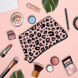 Bolsa de maquilhagem com padrão leopardo rosa