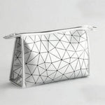 Bolsa de maquilhagem compacta prata grande