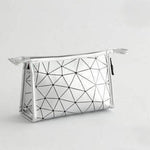 Bolsa de maquilhagem compacta tamanho pequeno prateado