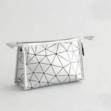 Bolsa de maquilhagem compacta tamanho pequeno prateado