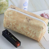 Bolsa de maquilhagem padrão marmoreado castanho