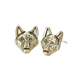 Brincos cabeça de lobo dourado