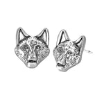 Brincos cabeça de lobo prata