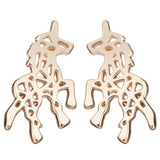 Brincos cavalo minimalistas ouro